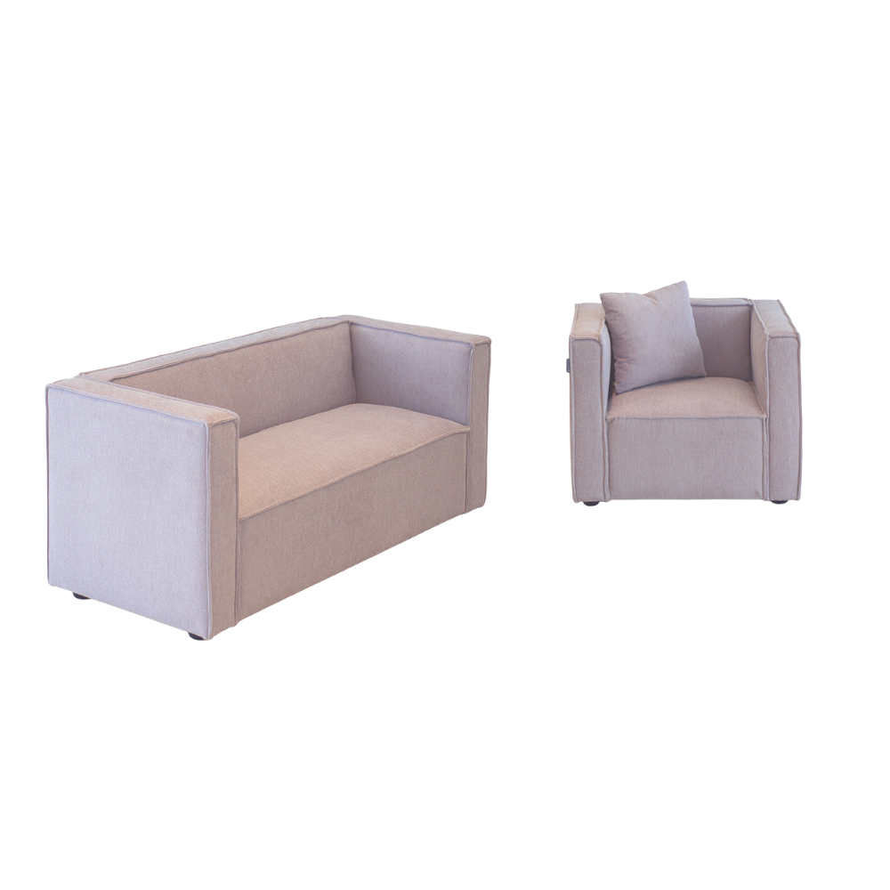 Elias Barnesofa inkl. Stol - Rosa Stoff
