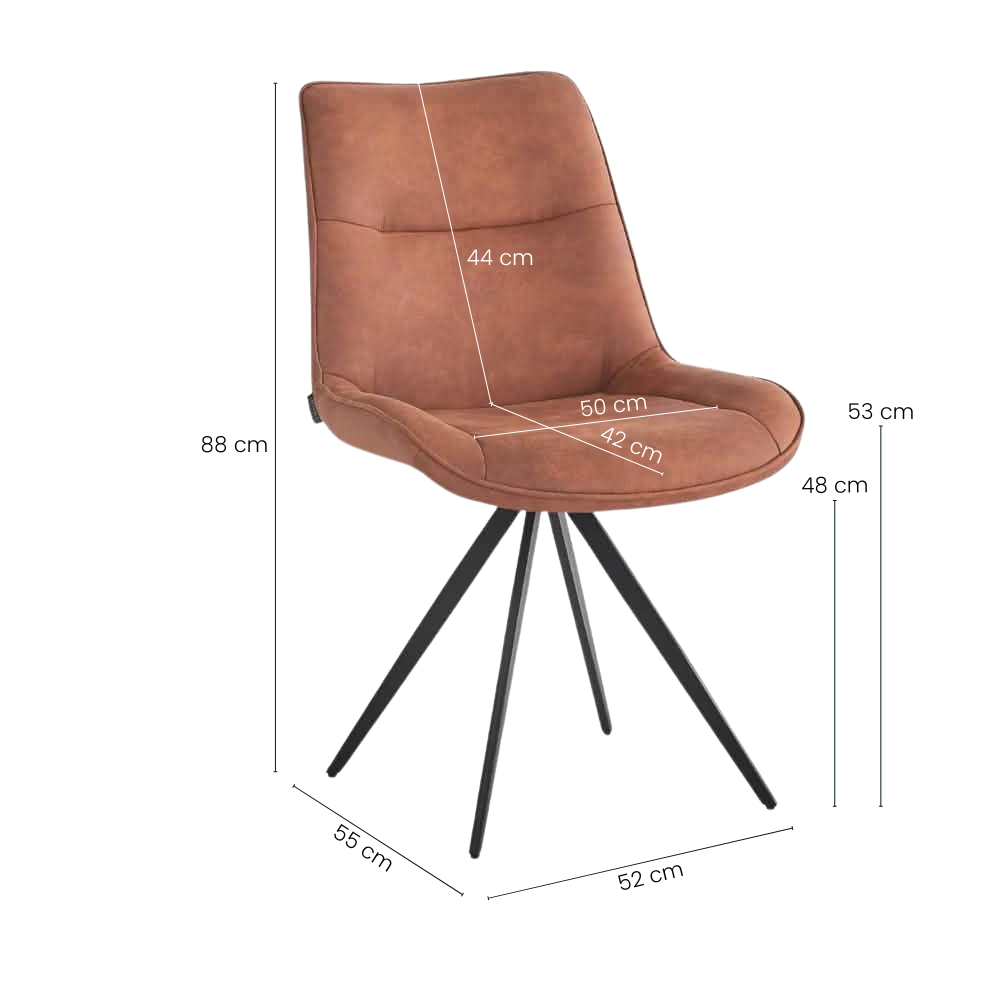 Elin Spisestol m. Svingfunksjon - Cognac Microfiber