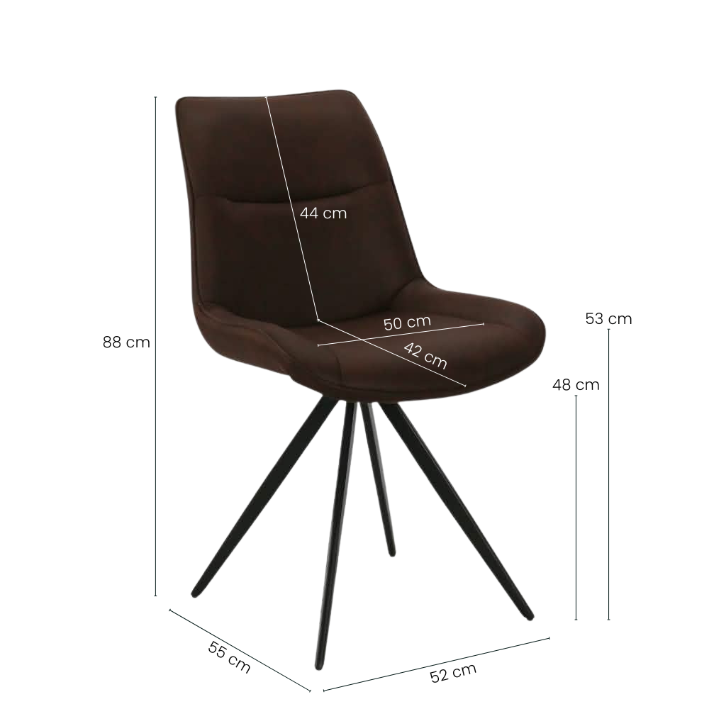 Elin Spisestol m. Svingfunksjon - Mørkebrun Microfiber