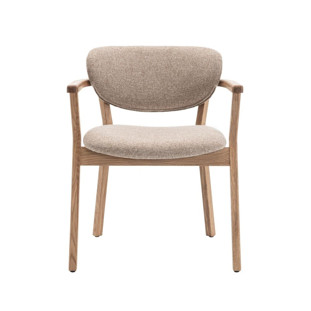 Ellie Spisestol m. Armlener og Beige Sete  - Natur Eik