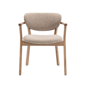 Ellie Spisestol m. armlener og beige sete  - Natur Eik