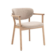 Ellie Spisestol m. Armlener og Beige Sete  - Natur Eik