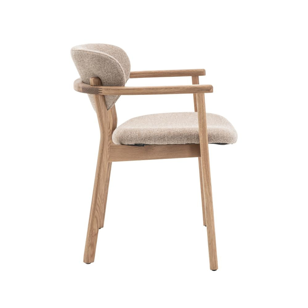 Ellie Spisestol m. Armlener og Beige Sete  - Natur Eik