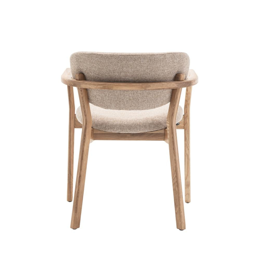 Ellie Spisestol m. Armlener og Beige Sete  - Natur Eik