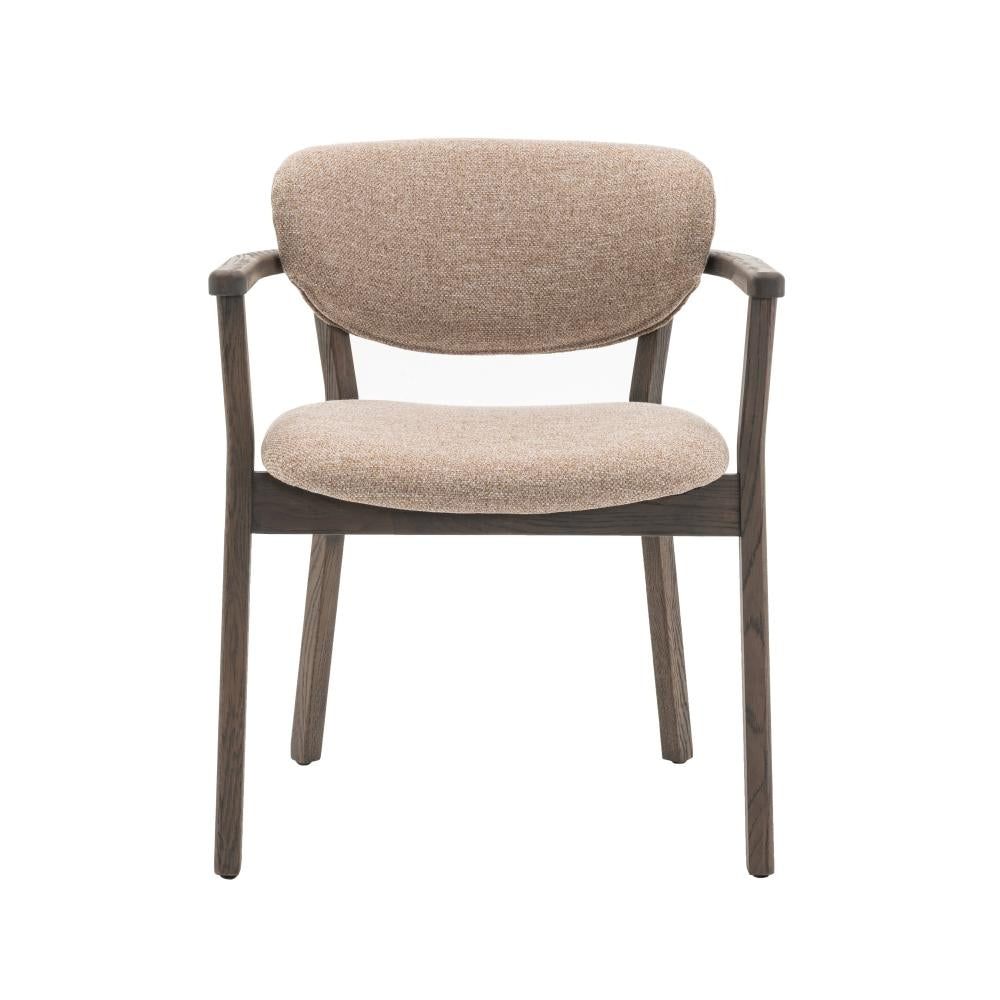 Ellie Spisestol m. Armlener og Beige Sete - Smoked Eik