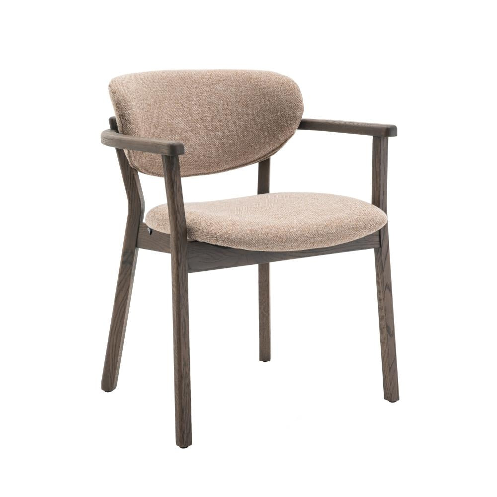 Ellie Spisestol m. armlener og beige sete - Smoked Eik