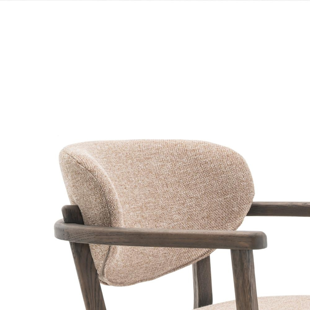 Ellie Spisestol m. Armlener og Beige Sete - Smoked Eik
