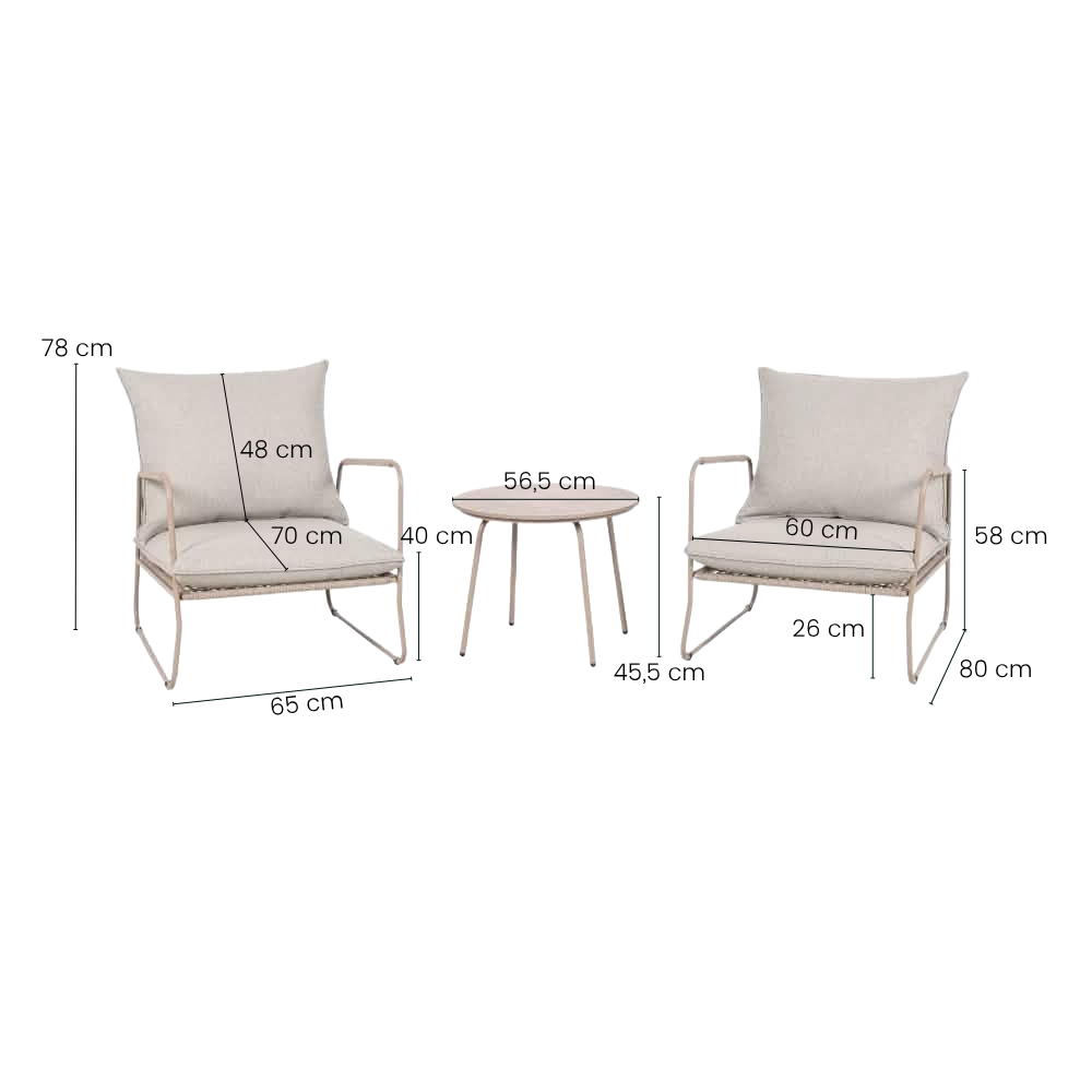 Elvheim Loungesett inkl. bord - Beige