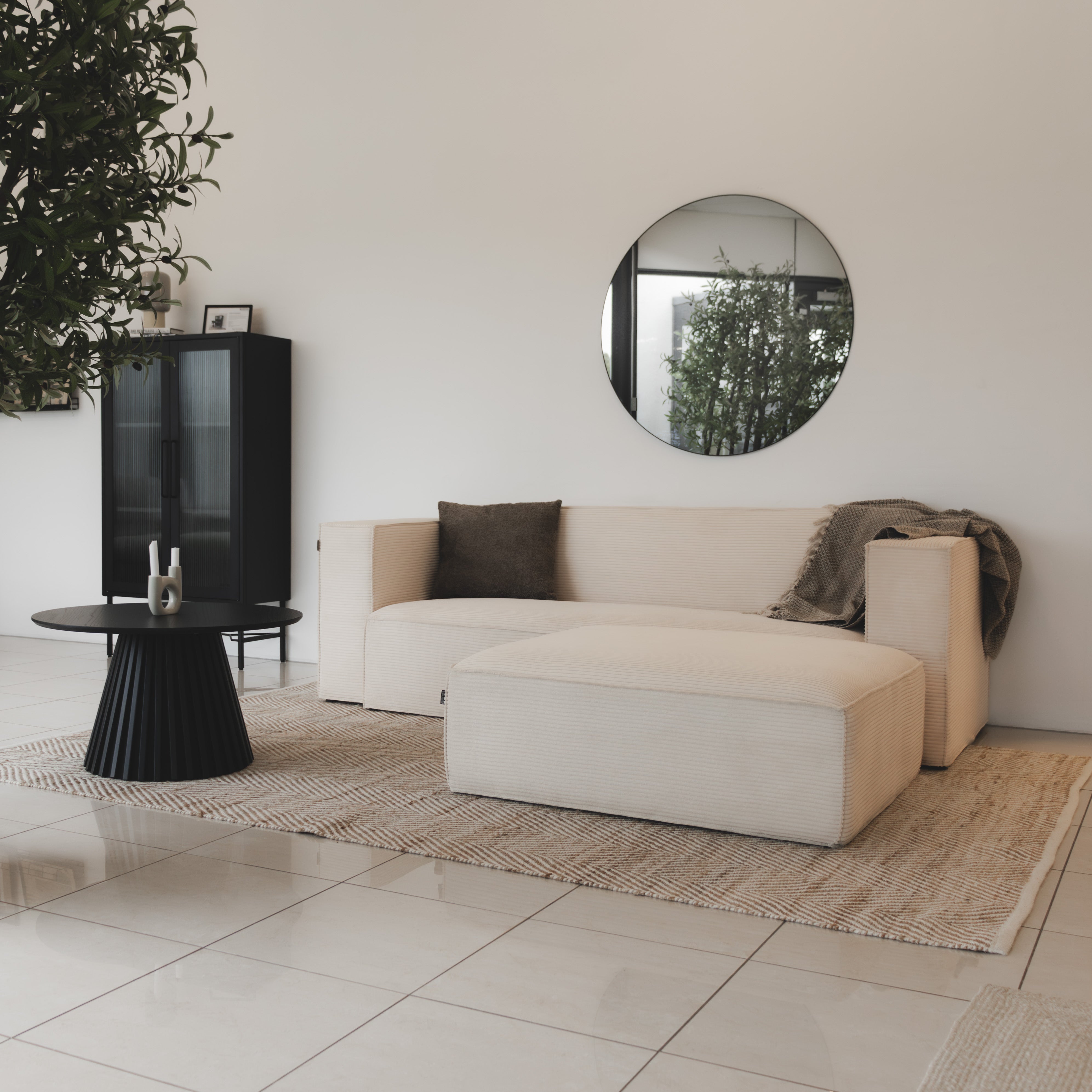 Ollie Sofa - 230 cm - Lys Bredstripet Kordfløyel