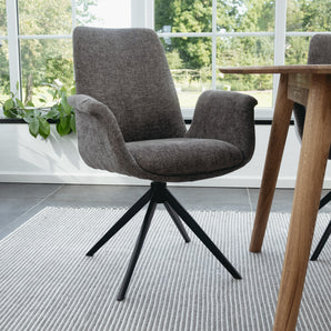 Arvik Spisestol - Brun Stoff m. 180° svingfunksjon