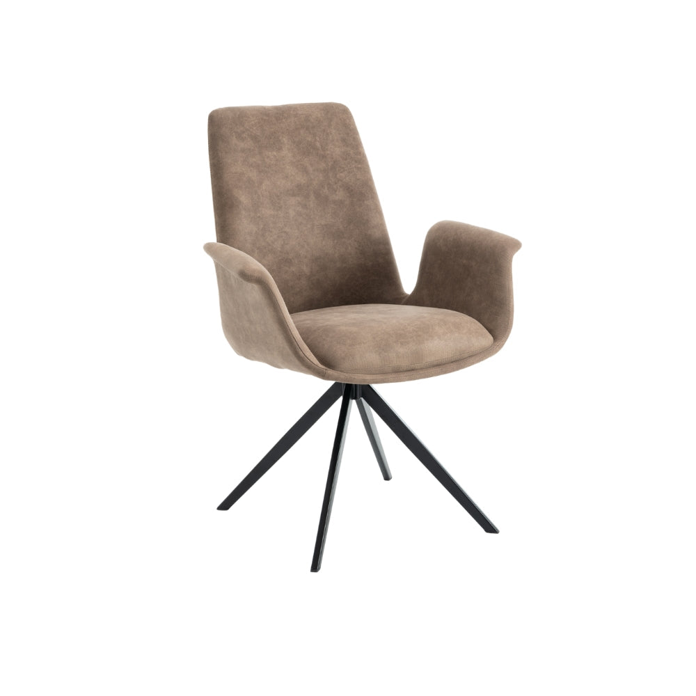 Arvik Spisestol - Lys brun Microfinber m. 180° svingfunksjon