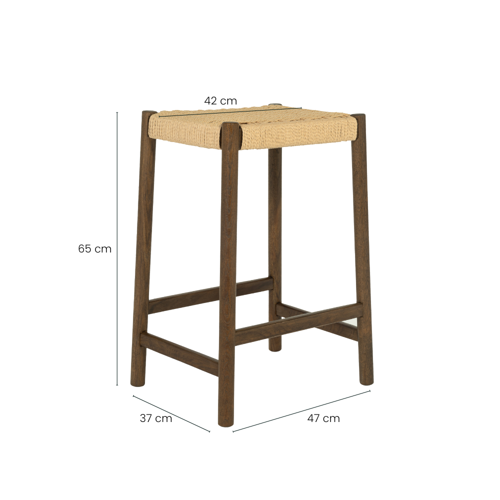 Holt Barstol m. Naturflett - Smoked Eik