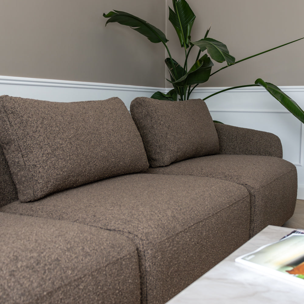 Nolio Modular Sofa - Brun Bouclé med høyrevendt sjeselong - 315 cm