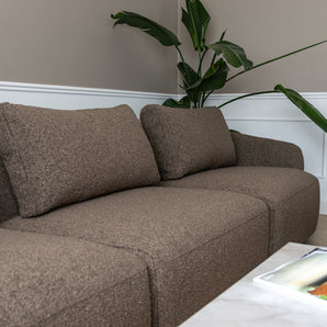Nolio Modulsofa - Brun Bouclé med venstrevendt sjeselong - 220 cm