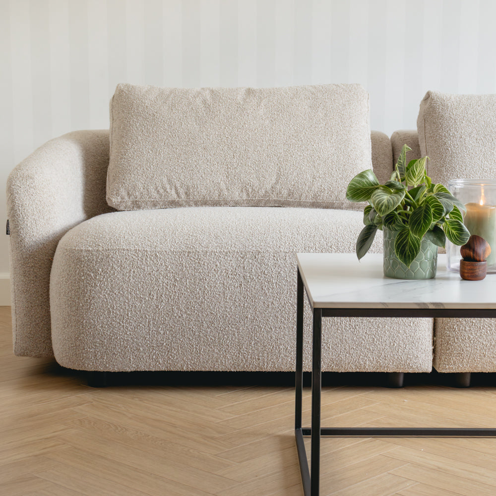 Nolio Modulsofa - Beige Bouclé med høyrevendt sjeselong - 315 cm