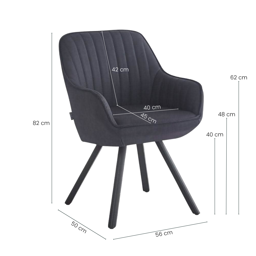 Kari Spisestol m. Svingfunksjon - Sort Microfiber
