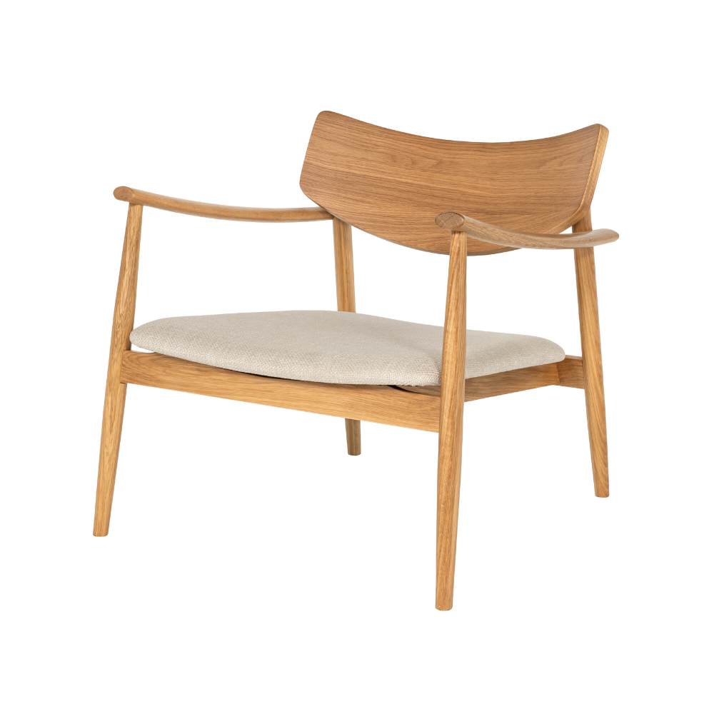 Lara Loungestol i Natur eik m. Beige stoffsete