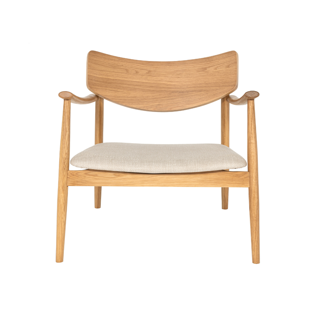 Lara Loungestol i Natur eik m. Beige stoffsete