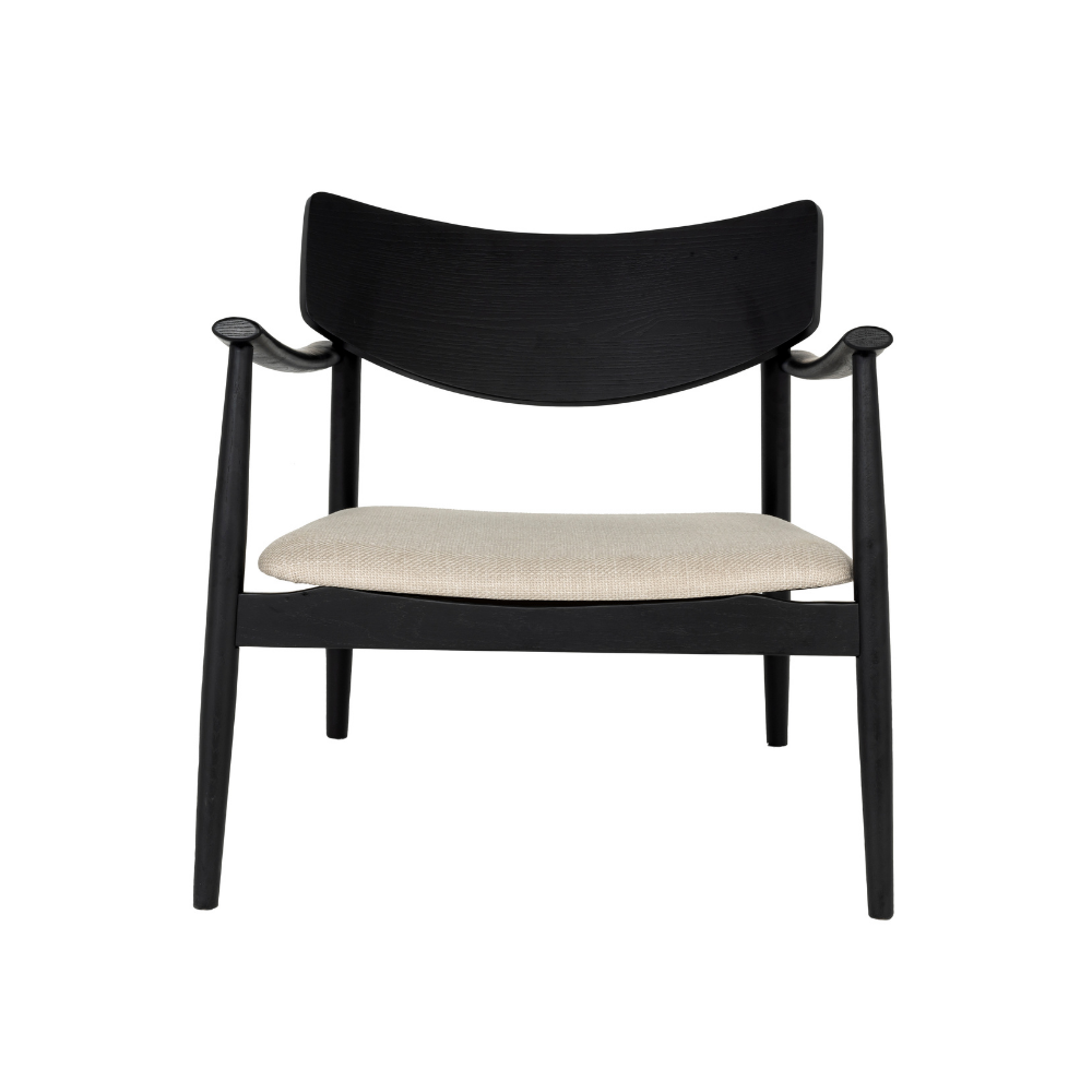 Lara Loungestol i Sortlakkert eik m. Beige sete