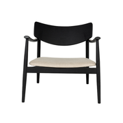 Lara Loungestol i Sortlakkert eik m. Beige sete