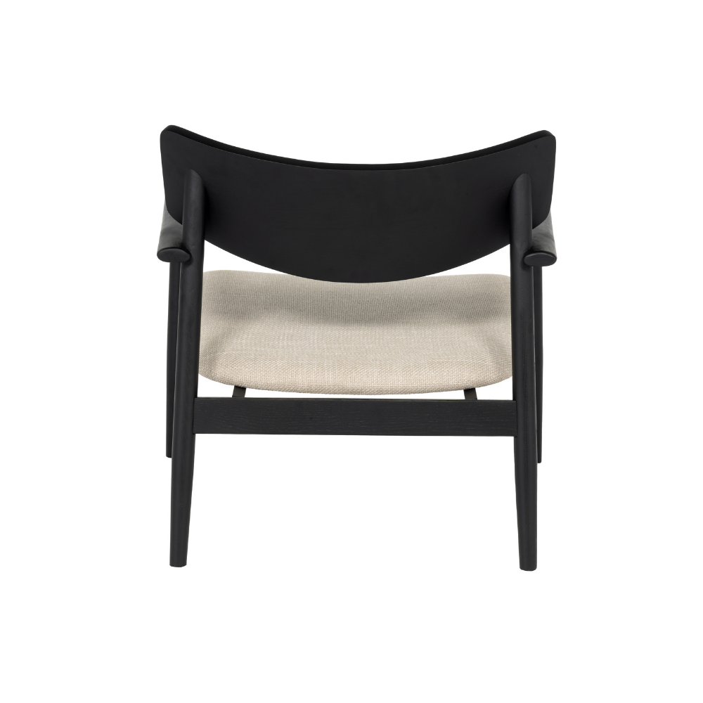 Lara Loungestol i Sortlakkert eik m. Beige sete