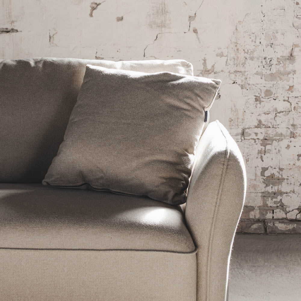 Lino Chrome Sofa m. Puff - 230 cm - Beige Stoff