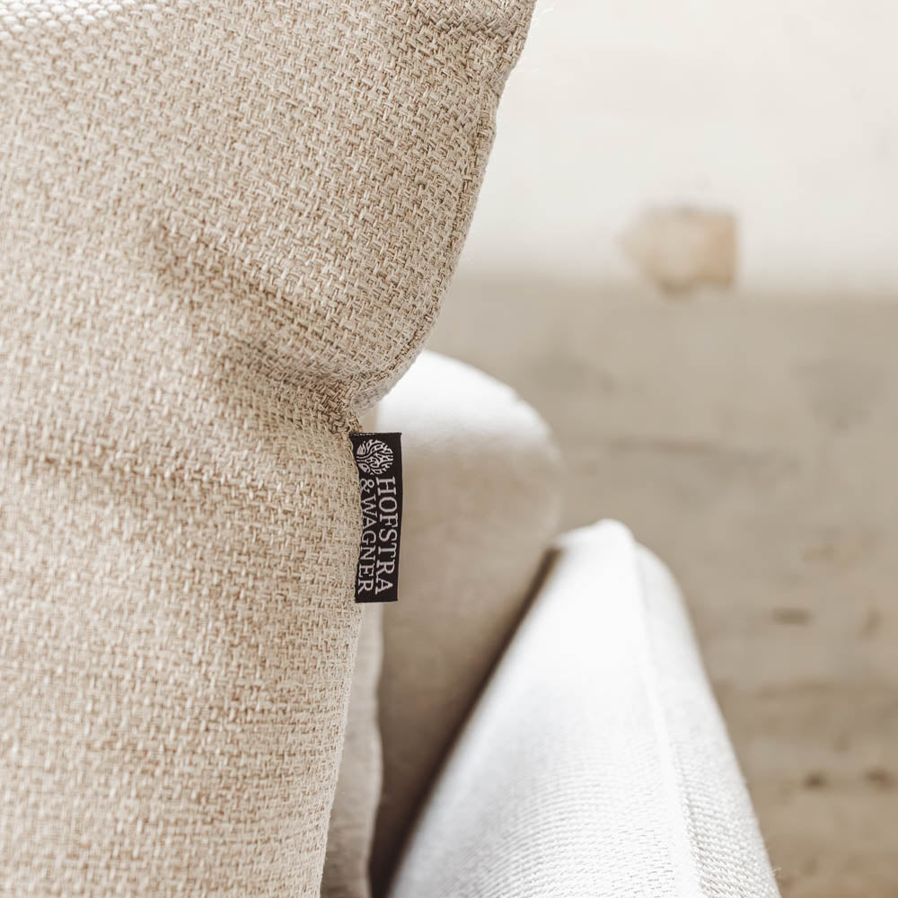 Lino Chrome Sofa m. Puff - 230 cm - Beige Stoff