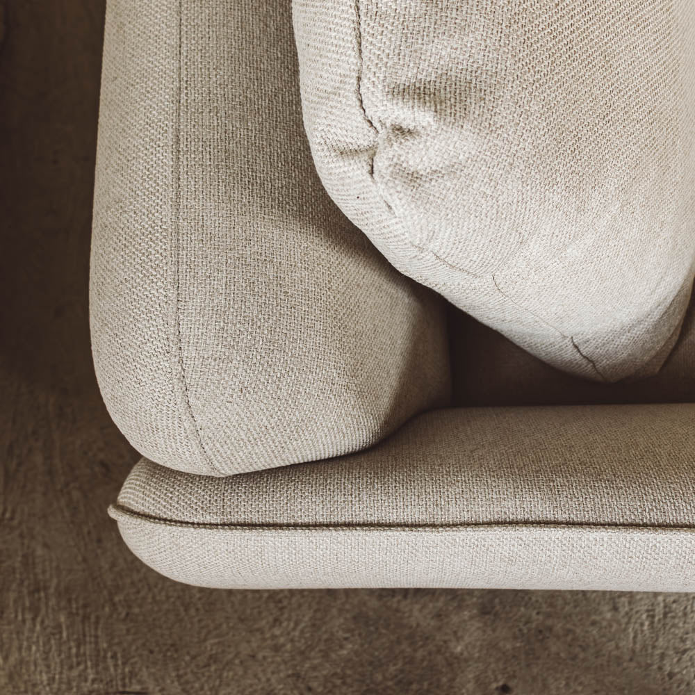 Lino Chrome Sofa m. Puff - 230 cm - Beige Stoff