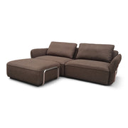 Lino Chrome Sofa m. Puff - 230 cm - Brun Stoff