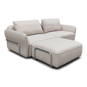 Lino Chrome Sofa inkl. puff - Beige stoff