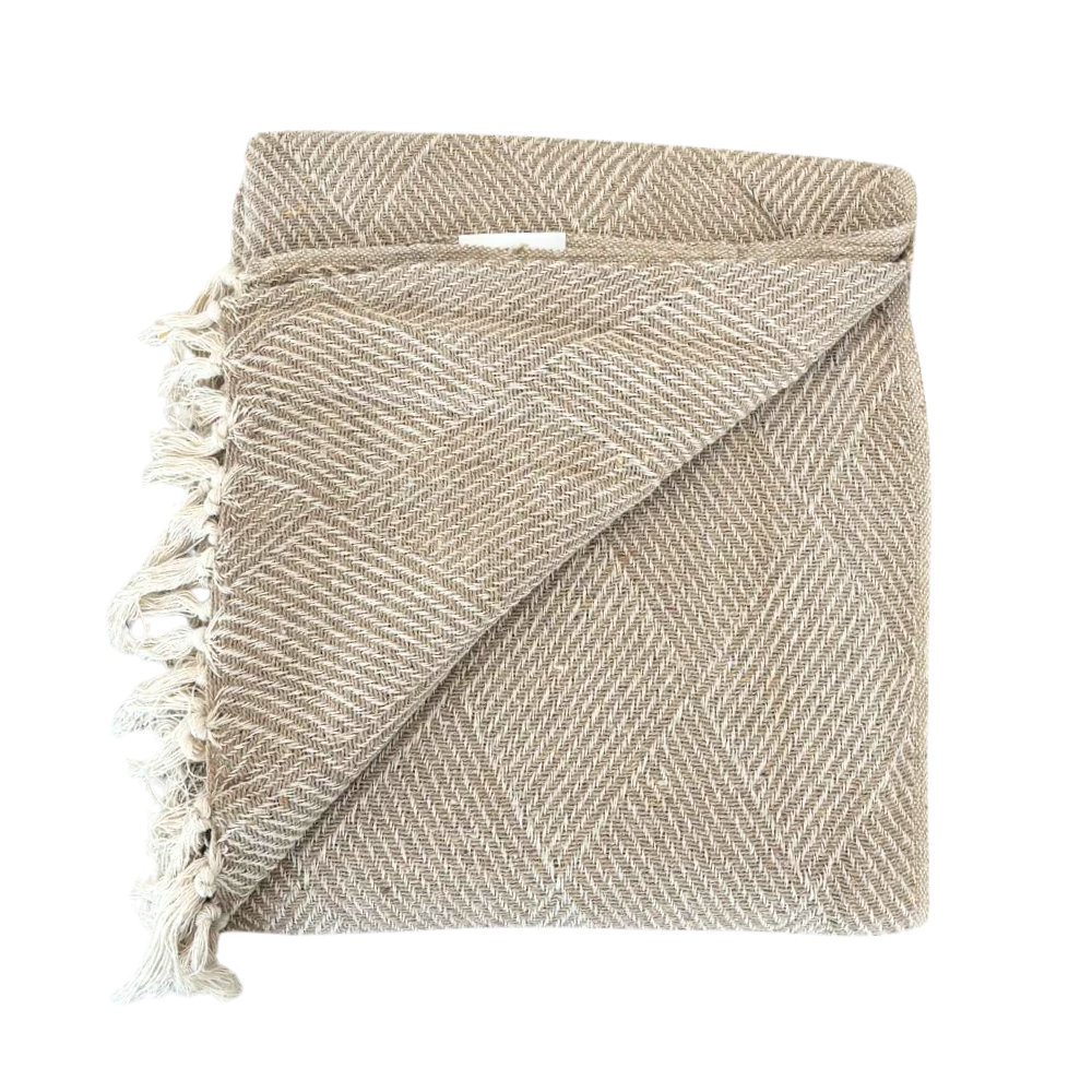 Cort Plaid - Råhvit / Beige Bomull