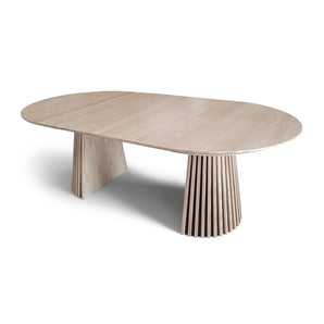 Måne Lamel Spisebord m. tilleggsplater - Hvitoliert Eik Ø120-165-210 cm