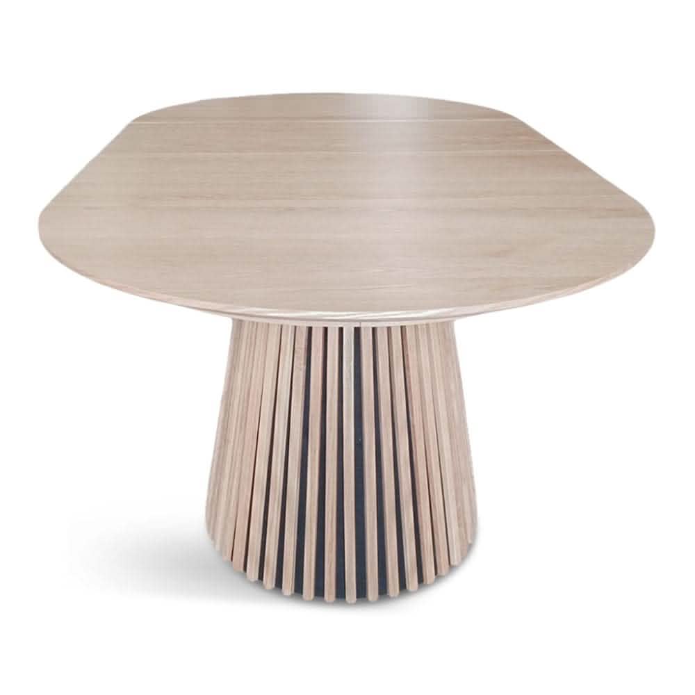 Måne Lamel Spisebord m. Ileggsplater - Ø120-165-210 cm - Lys Natur Eik