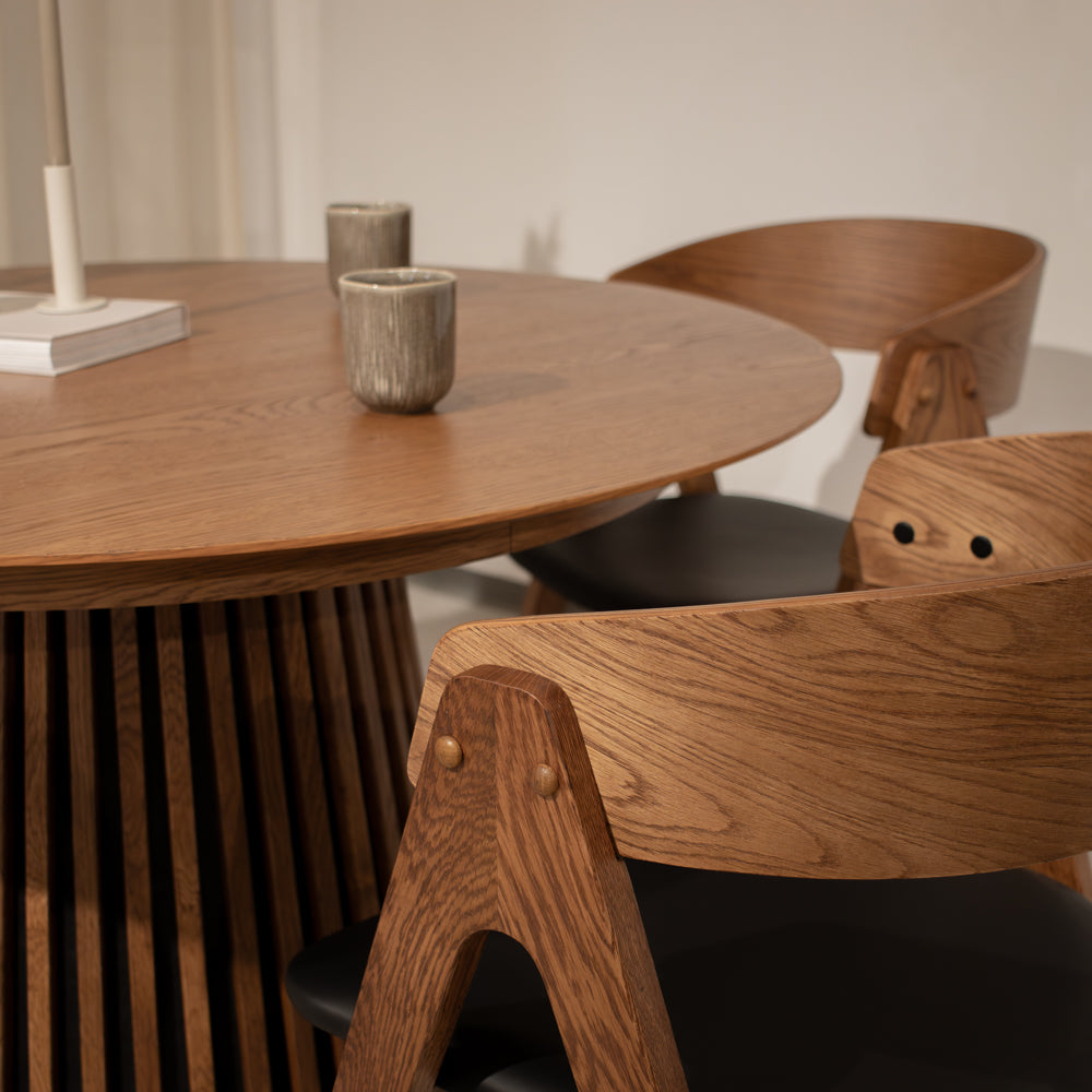 Måne Lamel Spisebord M. Tilleggsplater - Ø120-165-210 cm - Espresso