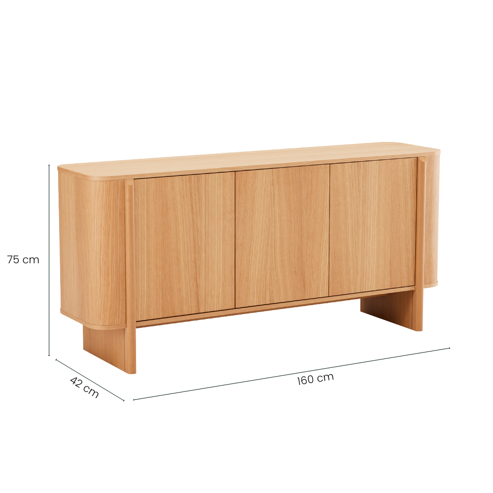 Maine Skjenk - 160 cm - Natur Eik