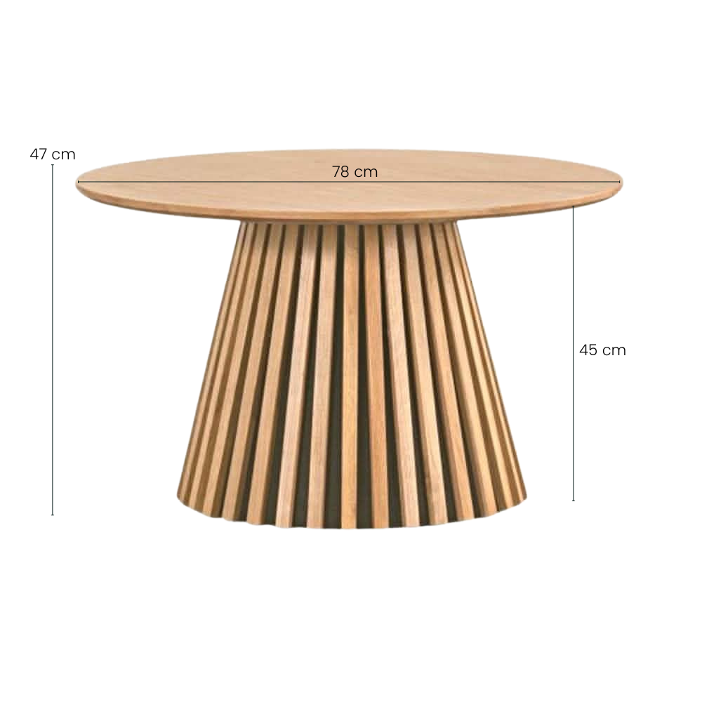 Måne Lamel Sofabord - Ø78 cm - Natur Eik