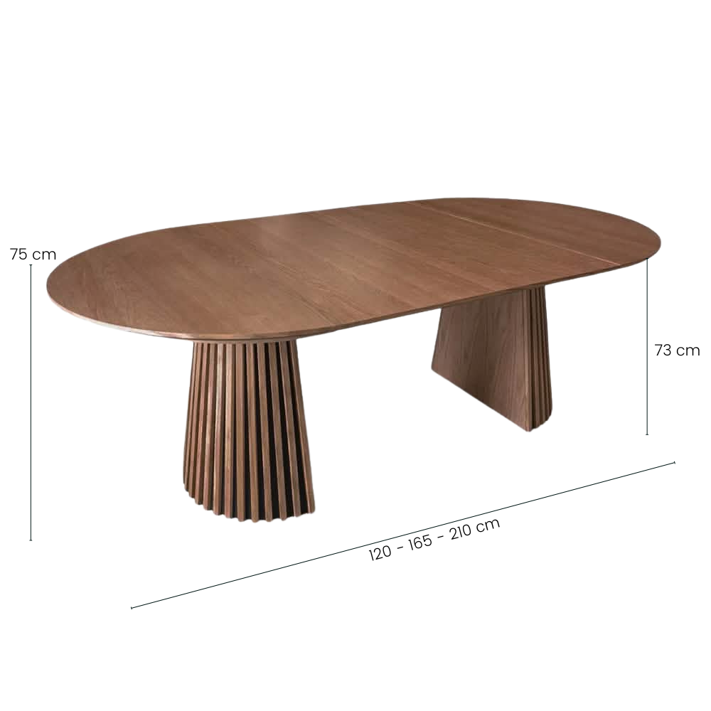Måne Lamel Spisebord M. Tilleggsplater - Ø120-165-210 cm - Espresso