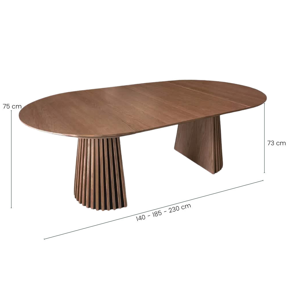 Måne Lamel Spisebord m. Tilleggsplater - Ø140-185-230 cm - Espresso