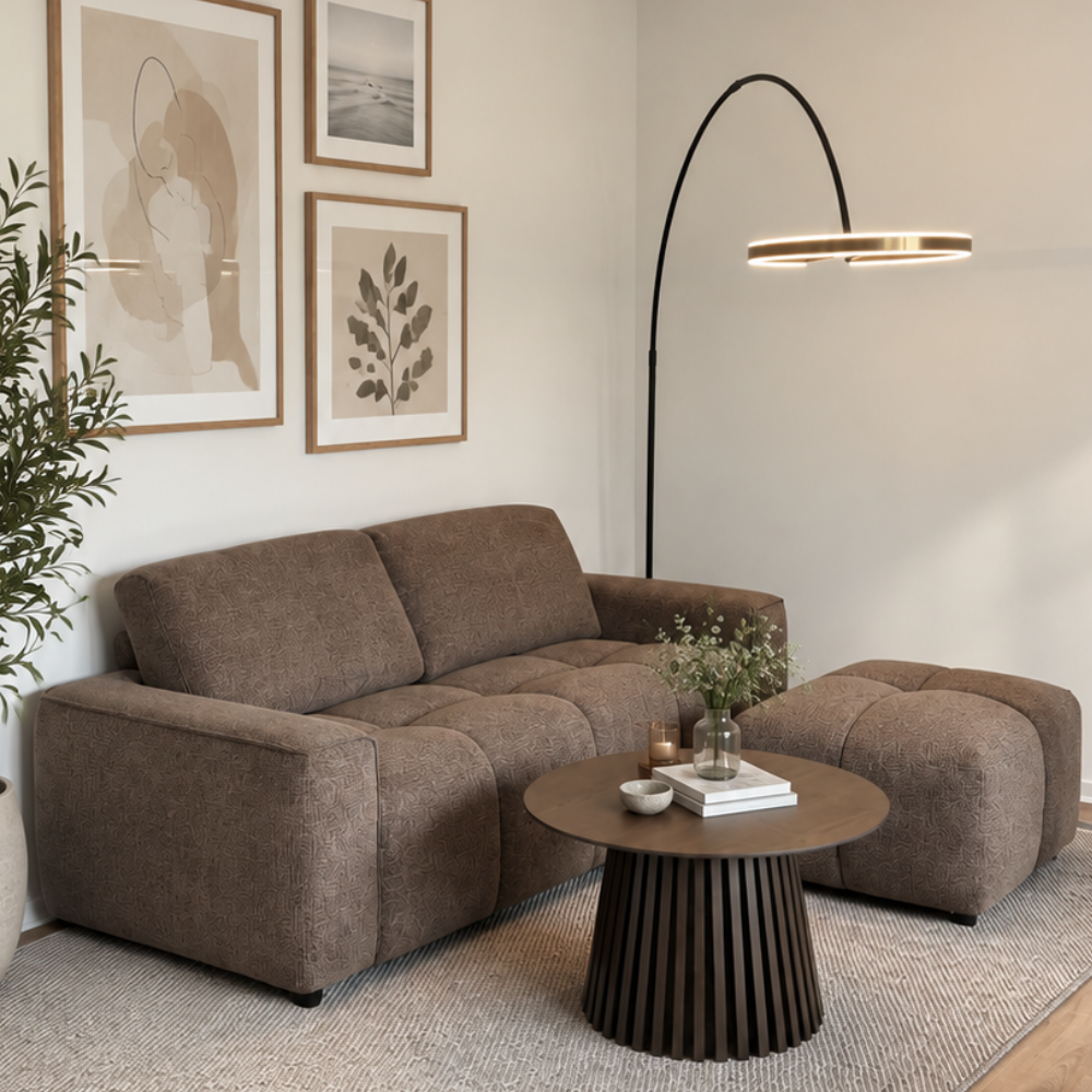 Maui Sofa m. Puff - 220 cm - Brun