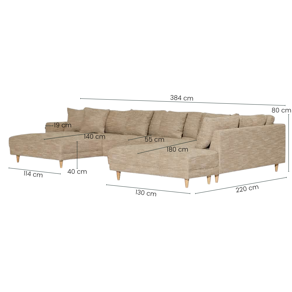 Milo U-sofa m. Open-end - Høyrevendt - Gul/Hvit