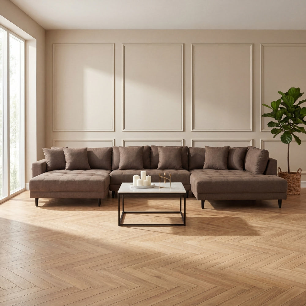 Milo U-sofa - Høyrevendt - Brun