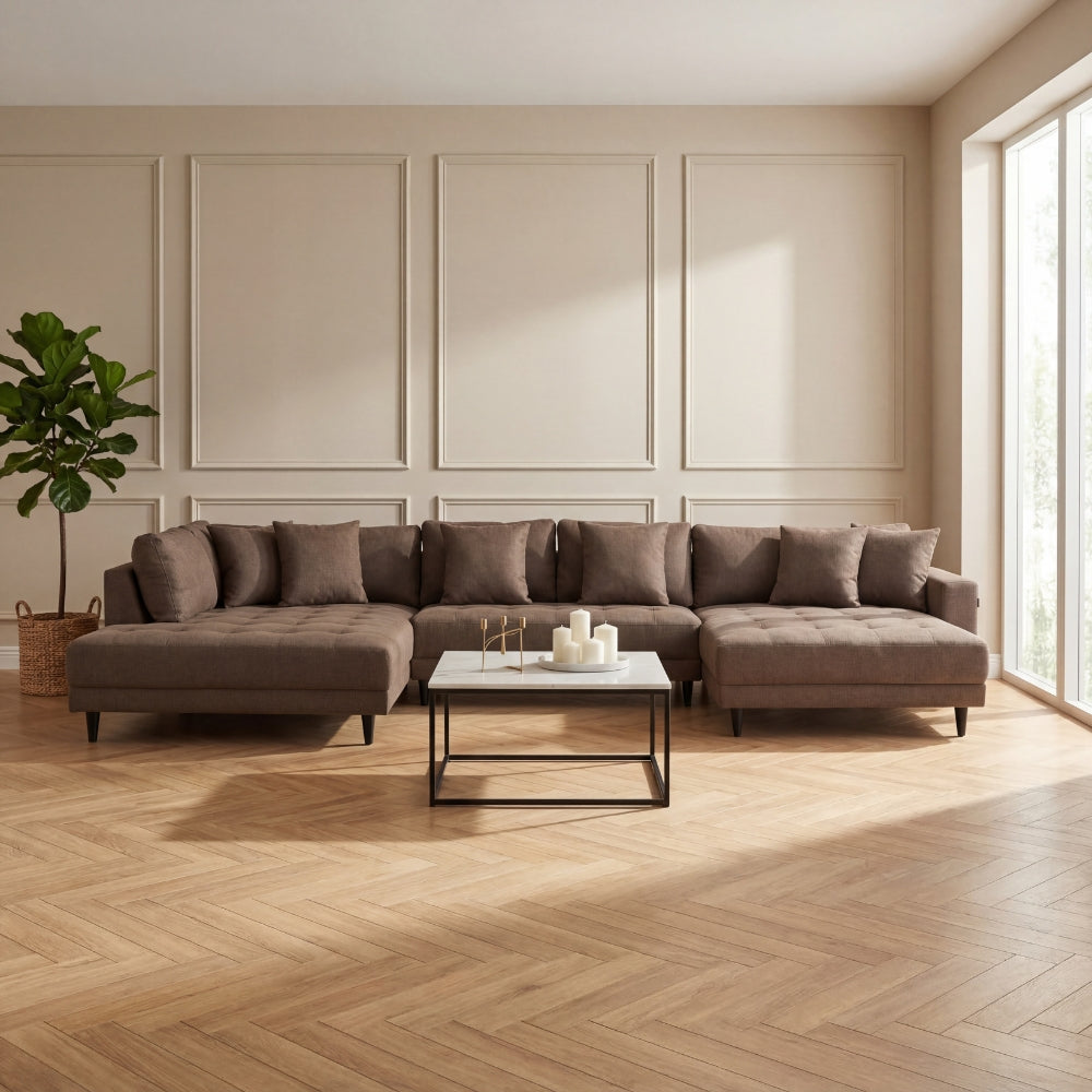 Milo U-sofa - Venstrevendt - Brun stoff