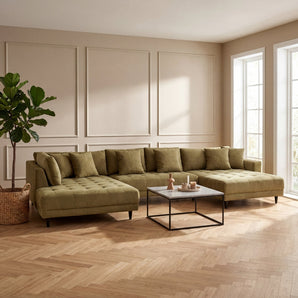 Milo U-sofa venstrevendt - Olivengrønn