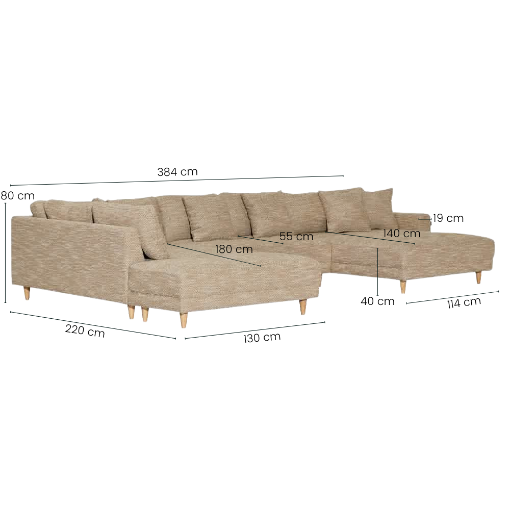 Milo U-sofa m. Open-end - Venstrevendt - Gul/Hvit