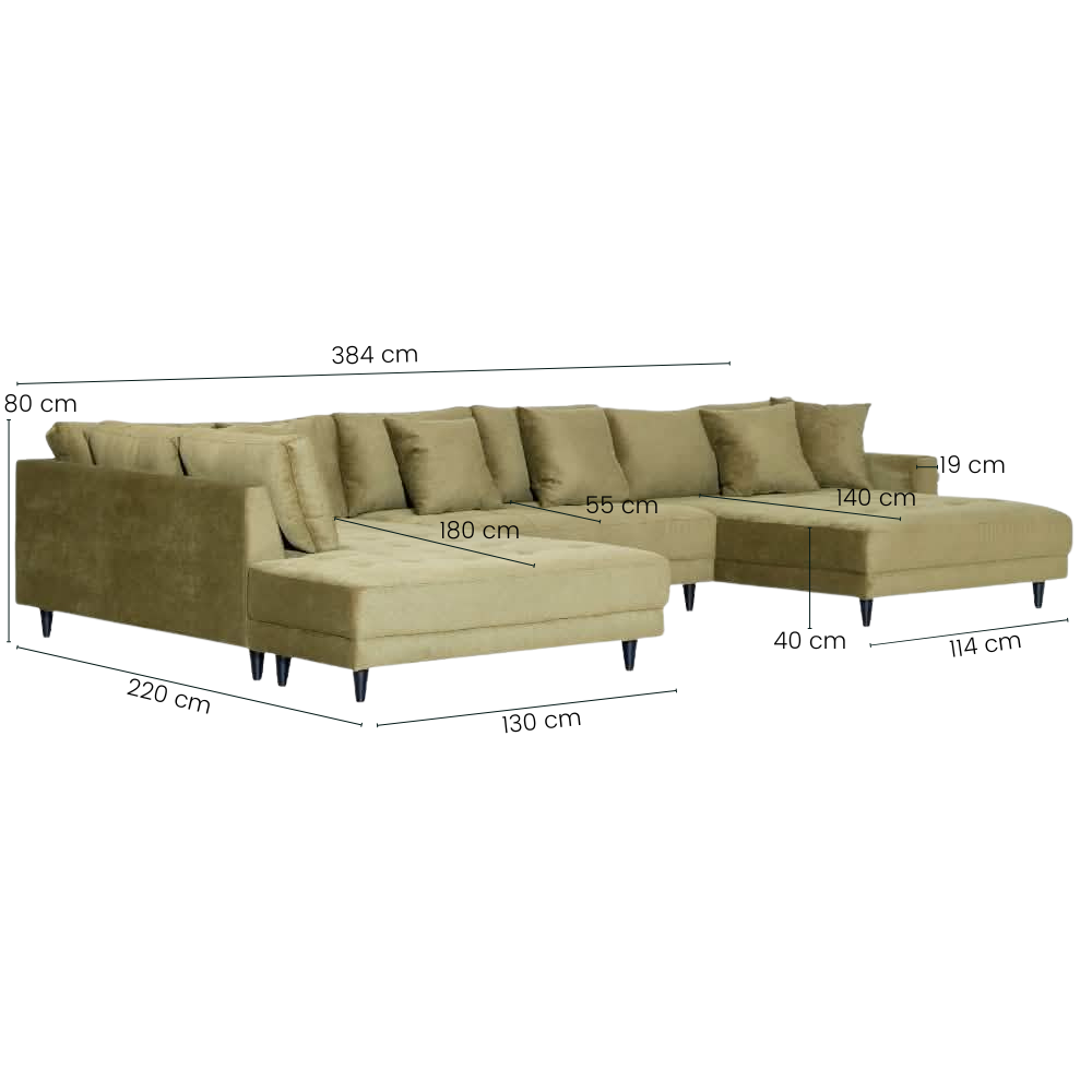 Milo U-sofa - Venstrevendt - Olivengrønn