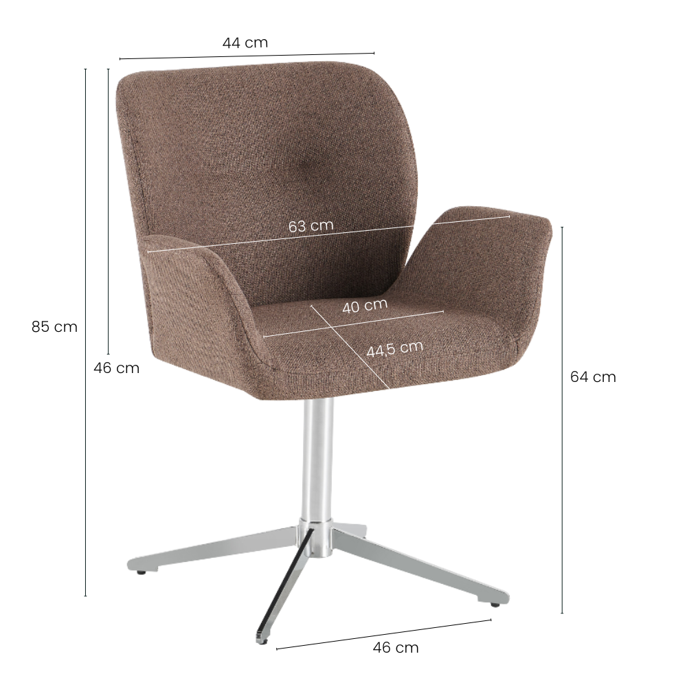 Harvie Spisestol i Mokka stoff m. Chrome ben