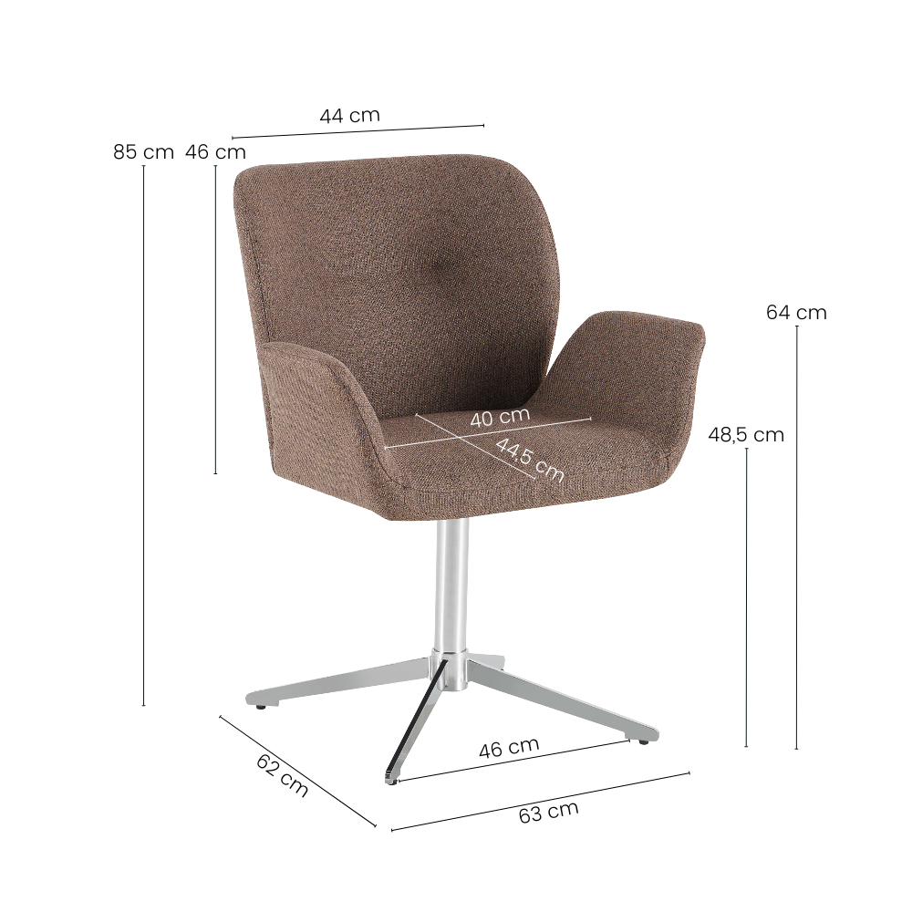 Harvie Spisestol - Mokka Stoff m. Chrome Ben