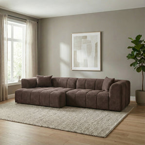 Bora sofa i brun - venstrevendt - 300 cm