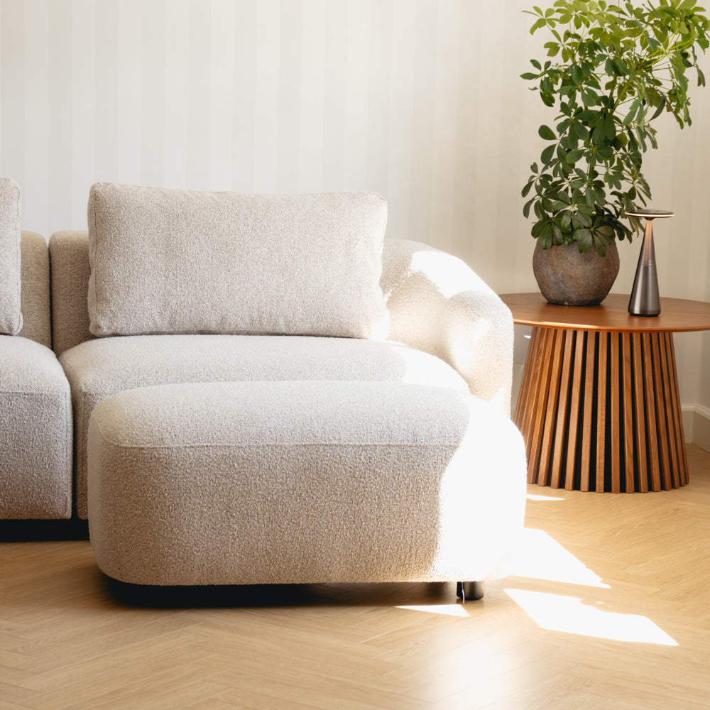 Nolio Modulsofa m. Puff - 220 cm - Beige Boucé