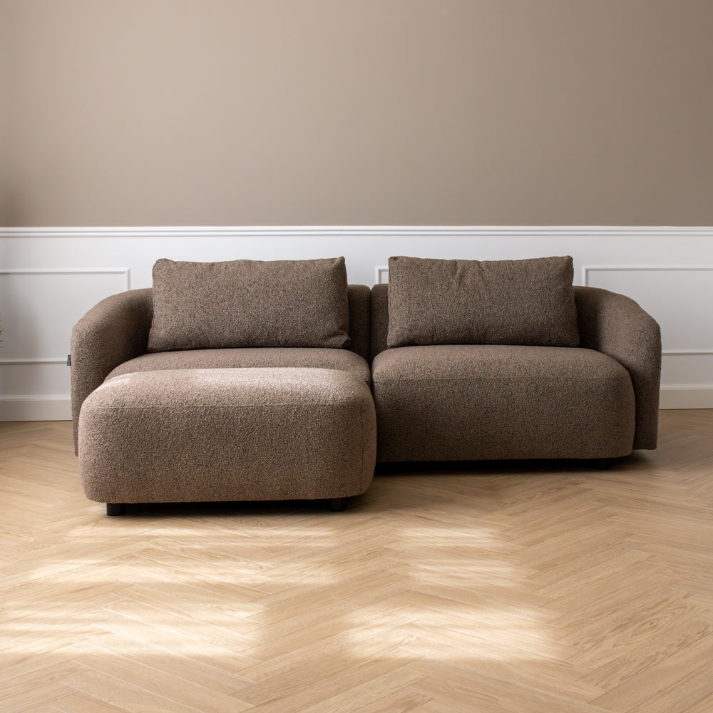 Nolio Modulsofa inkl. puff 220 cm - Brun Bouclé